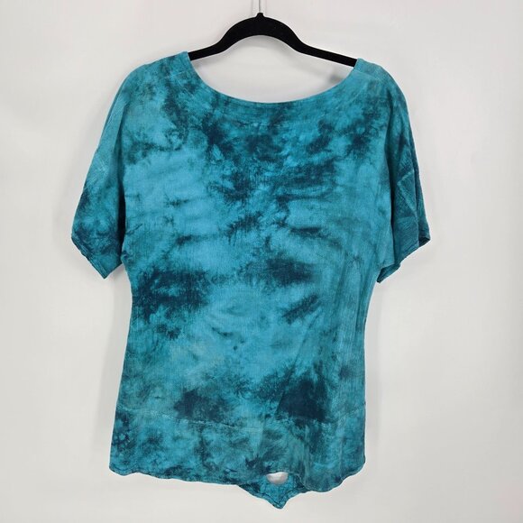 Cotton ways size 1 SM Med Peacock tie dye Giselle keyhole Teardrop gauze top - Picture 8 of 9
